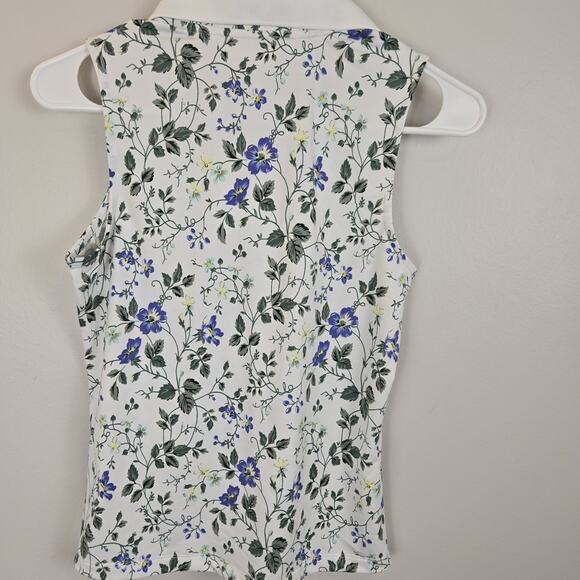 Laura Ashley Golf & Tennis Collared Shirt XS Sleeveless BLUE Floral NWT ATHLEISU - Picture 7 of 9